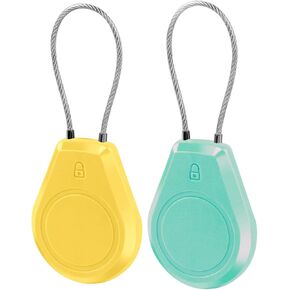 Waterproof Air Tag Holder - 2 Pack Keychain Case with Hex Lock & Wire Cable, Ultra Durable Anti-Lost Protective Cover Compatible with Apple Air Tags for Luggage, Backpack, Dog Collar, Key