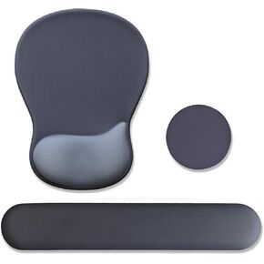 Gel Mouse Pad with Wrist Rest, Ergonomic Office Keyboard Wrist Rest and Mousepad with Wrist Support, Computer Mouse Pad with Non-Slip PU Base and Desk Accessories Mat for Home & Gaming, Onxy Black