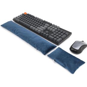 Keyboard Mouse Wrist Rest Bean Bag Set, Ergonomic Wrist Rest for Keyboard and Mouse Filled Ergo Beads, for Laptop, Desktop Computer (Dark Blue)