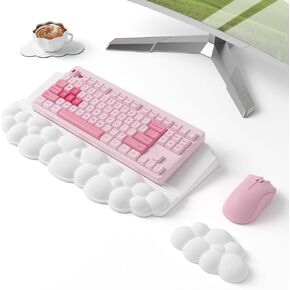 Ergonomic Wrist Rest for Keyboard and Mouse, Soft Memory Foam Cloud Keyboard Stand Pad with Wrist Rest Set with Non-Slip Silicone Base, Easy Typing, Pain Relief, Comfort for Office, Work, Gaming