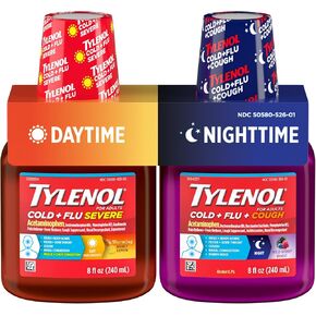 Tylenol Cold + Flu Severe Daytime & Nighttime Liquid Cough Medicine, 2 ct. of 8 fl. oz