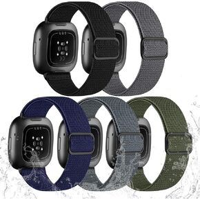 Odbeai متوافق مع Fitbit Versa 4 فرق للنساء/بالعكس 3 ، متوافق مع Fitbit Sense 2 Bands/Sense Band ، حزام نايلون رياضي قابل للتعديل مقاوم للماء للساعات الذكية ، 5 عبوات