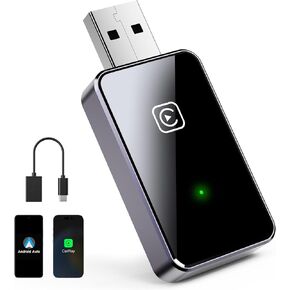 Wireless CarPlay Adapter for iPhone, for Apple CarPlay Wireless Adapter Android Auto 2 in 1, Plug and Play, Convert Wired Carplay to Mini Wireless CarPlay for iPhone iOS 10+ Android 11+
