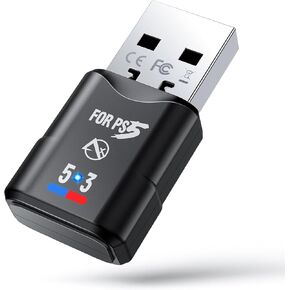 ZEXMTE PS5 Bluetooth Adapter, 5.3 USB Bluetooth Adapter, Wireless Audio Transmitter for PS4/5 Switch PC to Connect Headphones, Earbuds & Speaker, Dual Device Connection, Low Latency, Plug & Play