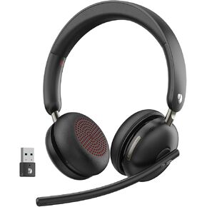 Bluetooth 5.3 Headset, Wireless Headset with Mic for Work (AI Noise Cancelling), Wireless Headphones with Mic & USB Dongle, 65H & Mute Function, Fit for PC/Call Center/Computer/Laptop/Teams