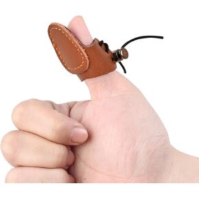 SPG Leather Archery Thumb Ring - Traditional Bow Thumb Ring Adjustable Finger Tab Double Layer Archery Thumb Draw Guard Shooting Thumb Protector for Mongolian Recurve Hunting Accessories