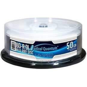 25 Pack Optical Quantum 6X 50GB BD-R DL Blu-Ray Blank Disc - Silver Top (MPN: OQBDRDL06ST-25)