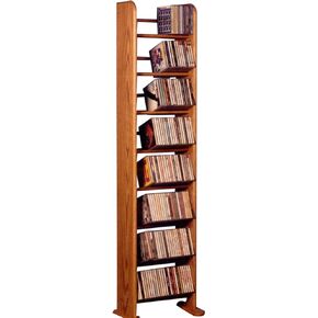 Wood Shed Hill 04 Series Dowel Style CD Storage Rack Storage Shelf Real Oak Wood Media & Display Shelves, Handcrafted in the USA (Honey, 54" x 12" x 7.25")