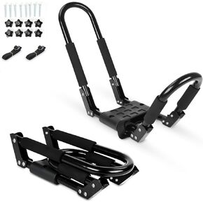 SUDOO Folding Kayak Roof Rack for 1 Kayaks Universal Kayak Carrier 2pcs J-Bar Kayak Roof Carrier for Car, Trucks, SUV and Canoe (1 Pair)