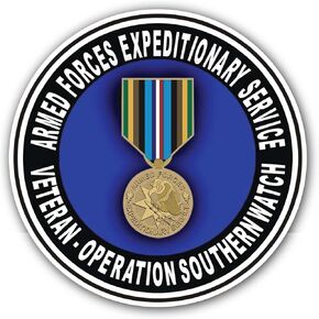 2 (Pieces) 3" and 5" Armed Forces Expeditionary Medal Operation Southern Watch Sticker, Waterproof Vinyl Decals for Many Purpose Like Cars, Trucks, Laptops, Phones, Windows and More