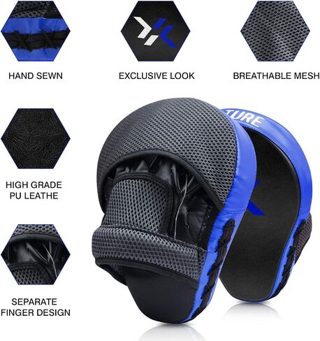 Xnature Essential Curved Boxing MMA Punching Mitts Boxing Pads w/Gift Box Hook & Jab Pads MMA Target Focus Punching Mitts Thai Strike Kick Shield in Saudi Arabia