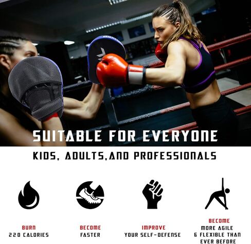 Xnature Essential Curved Boxing MMA Punching Mitts Boxing Pads w/Gift Box Hook & Jab Pads MMA Target Focus Punching Mitts Thai Strike Kick Shield in Saudi Arabia
