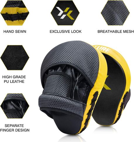 Xnature Essential Curved Boxing MMA Punching Mitts Boxing Pads w/Gift Box Hook & Jab Pads MMA Target Focus Punching Mitts Thai Strike Kick Shield in Saudi Arabia