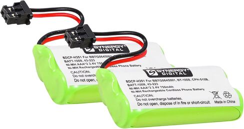 Synergy Digital Cordless Phone Batteries, Compatible with Uniden BBTG0645001, BBTG0734001, BT-1019, BT-1021, BT-1008, BT-1016 Cordless Phone Batteries (Ni-MH, 2.4V, 750 mAh), Set of 2 in Saudi Arabia