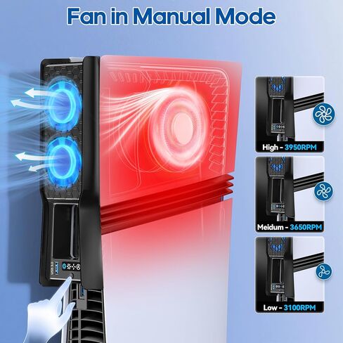 مروحة التبريد لـ PS5 Slim/Pro Console ، نظام تبريد Silent PS5 Silent PS5 بسرعة قابلة للتعديل ، مروحة تبريد PS5 ذات المكونات الإضافية الفعالة لـ PlayStation Disc & Digital ، وليس لـ PS5 الأصلي in Kuwait