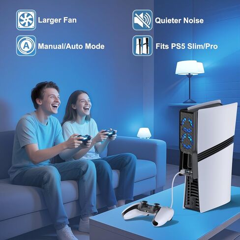 مروحة التبريد لـ PS5 Slim/Pro Console ، نظام تبريد Silent PS5 Silent PS5 بسرعة قابلة للتعديل ، مروحة تبريد PS5 ذات المكونات الإضافية الفعالة لـ PlayStation Disc & Digital ، وليس لـ PS5 الأصلي in Kuwait
