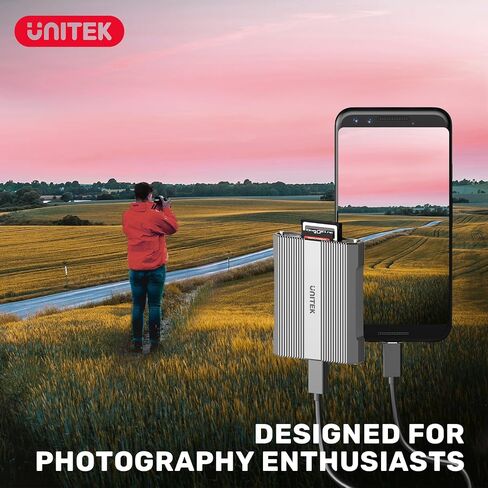 Unitek CFast Card Reader, 3 in 1 USB C to Micro SD/SD 4.0 Card Reader, Aluminum CFast 2.0 Memory Card Adapter for CFast SD TF Micro SD SDHC SDXC UHS-Ⅰ UHS-Ⅱ Cards in Saudi Arabia