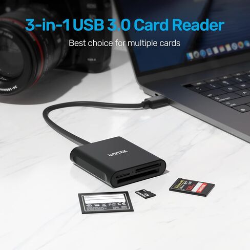 قارئ بطاقة CFast من Unitek CFast 3 في 1 USB C إلى SD/Micro SD 4. 0 قارئ بطاقة، محول بطاقة الذاكرة CFast 2. 0 من الألومنيوم لبطاقات الذاكرة CFast SD TF Micro SD SDHC SDXC UHS-I UHS-II in Kuwait