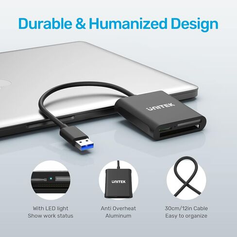 قارئ بطاقة CFast من Unitek CFast 3 في 1 USB C إلى SD/Micro SD 4. 0 قارئ بطاقة، محول بطاقة الذاكرة CFast 2. 0 من الألومنيوم لبطاقات الذاكرة CFast SD TF Micro SD SDHC SDXC UHS-I UHS-II in Kuwait