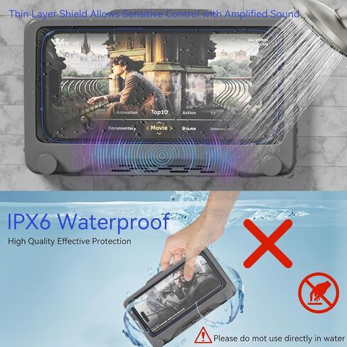 Shower Phone Holder Waterproof - 360 Rotatble Adjustable Shower iPhone Case Holder, Enhanced Touch Sensitivity & Stability, Bathroom Wall Phone Mount Stand Anti Fog Case, Washroom Accessories in Saudi Arabia