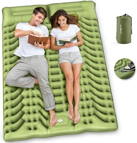 Camping Sleeping Pad,Double Sleeping Pad for Camping-Self Inflating 4" Extra-Thick for 2 Person with Pillow Built-in Foot Pump Inflatable Sleeping Mat for Backpacking,Hiking,Traveling,Tent in Saudi Arabia