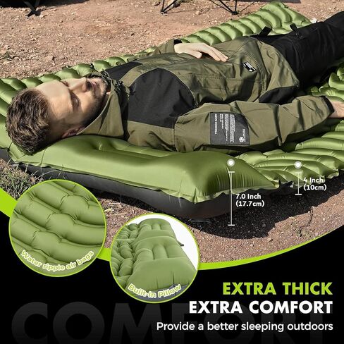 Camping Sleeping Pad,Double Sleeping Pad for Camping-Self Inflating 4" Extra-Thick for 2 Person with Pillow Built-in Foot Pump Inflatable Sleeping Mat for Backpacking,Hiking,Traveling,Tent in Saudi Arabia