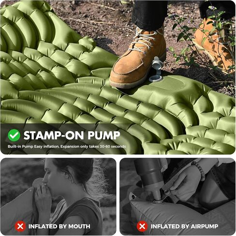 Camping Sleeping Pad,Double Sleeping Pad for Camping-Self Inflating 4" Extra-Thick for 2 Person with Pillow Built-in Foot Pump Inflatable Sleeping Mat for Backpacking,Hiking,Traveling,Tent in Saudi Arabia