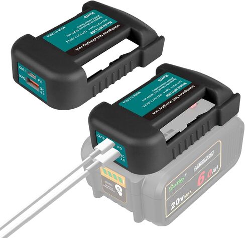 ZLWAWAOL 2 Pack USB Charger Adapter Compatible with Makita 18V Battery 2 USB Holder with Type-C Fast Charging in Saudi Arabia