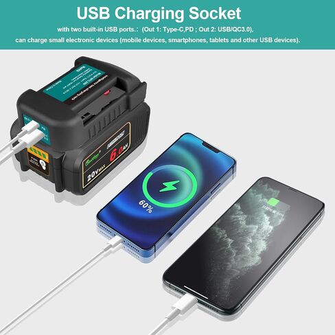 ZLWAWAOL 2 Pack USB Charger Adapter Compatible with Makita 18V Battery 2 USB Holder with Type-C Fast Charging in Saudi Arabia
