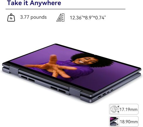 Dell Inspiron 2 in 1 14" FHD Touchscreen Laptop,AMD Ryzen 5-8640HS with 32GB Memory &1TB SSD,Win 11 Pro & Office Pro with AI Copilot,Backlit Keyboard, Fingerprint Reader with Fast Power Charging in Kuwait