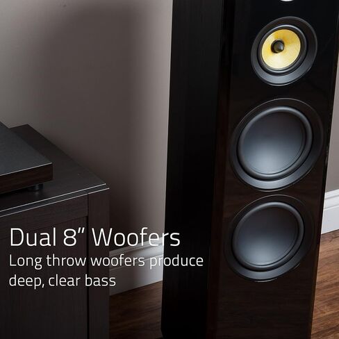 Fluance Signature HiFi 3-Way Floorstanding Tower Speakers with Dual 8" Woofers for 2-Channel Stereo Listening or Home Theater System - Black Ash/Pair (HFF) in Saudi Arabia