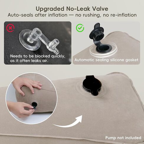 WEY&FLY Inflatable Wedge Pillow for Traveling – Lightweight Sleeping Support, Portable Camping Travel Wedge for Bed or Back, Fast Valve Inflation, 24.8" x 23.6" x 7.1" (Cloud Gray) in Kuwait