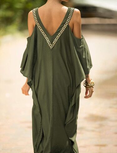 Bsubseach Plus Size Kaftan Cover Ups for Swimwear Women Cold Shoulder Swimsuit Cover Up Caftan Dress Colorful Butterfly in Saudi Arabia
