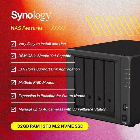 Synology DiskStation DS923+ 4-Bay NAS Enclosure Server, Network Attached Storage, AMD Ryzen R1600(2 Core, up to 3.1 GHz), Data Management Solution 7, Black(32GB DDR4 RAM | No HDD,SSD) in Saudi Arabia