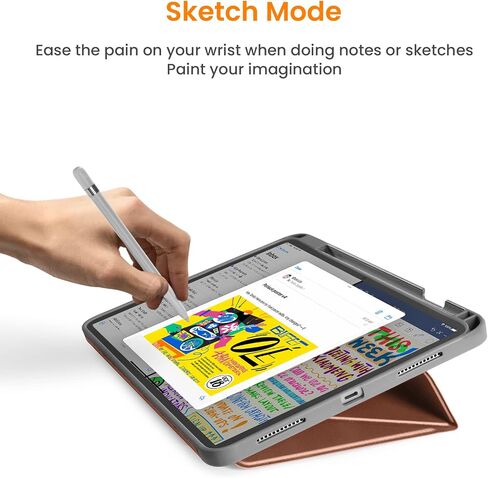 حافظة Tomtoc iPad عمودية ثلاثية الوضع متوافقة مع iPad 10 2022 الجديد مقاس 10.9 بوصة، حافظة iPad واقية مع حامل أقلام iPad، مسند مغناطيسي لـ 3 أوضاع استخدام، غطاء تنبيه/نوم تلقائي، أبيض in Kuwait
