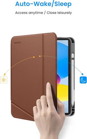 حافظة Tomtoc iPad عمودية ثلاثية الوضع متوافقة مع iPad 10 2022 الجديد مقاس 10.9 بوصة، حافظة iPad واقية مع حامل أقلام iPad، مسند مغناطيسي لـ 3 أوضاع استخدام، غطاء تنبيه/نوم تلقائي، أبيض in Kuwait