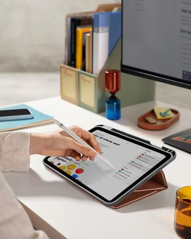 حافظة Tomtoc iPad عمودية ثلاثية الوضع متوافقة مع iPad 10 2022 الجديد مقاس 10.9 بوصة، حافظة iPad واقية مع حامل أقلام iPad، مسند مغناطيسي لـ 3 أوضاع استخدام، غطاء تنبيه/نوم تلقائي، أبيض in Kuwait