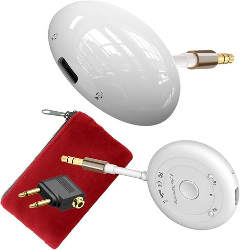 Airplane Bluetooth 5.3 Transmitter Adapter-Low Latency Wireless Audio for AirPods/Earbuds/Headphones on Flights, Gym, TV, with 3.5mm AUX Jack in Saudi Arabia