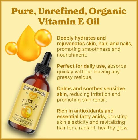 Natural Born Oils Vitamin E Oil (made from Wheat Germ), 1 Gallon, Organic, Cold-Pressed, Nutrient-Rich, Excellent for Glowing Skin, Lustrous Hair in Saudi Arabia