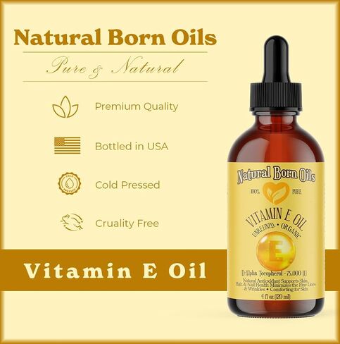 Natural Born Oils Vitamin E Oil (made from Wheat Germ), 1 Gallon, Organic, Cold-Pressed, Nutrient-Rich, Excellent for Glowing Skin, Lustrous Hair in Saudi Arabia