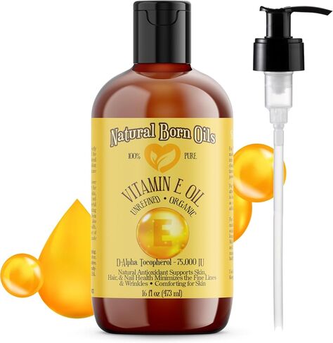 Natural Born Oils Vitamin E Oil (made from Wheat Germ), 1 Gallon, Organic, Cold-Pressed, Nutrient-Rich, Excellent for Glowing Skin, Lustrous Hair in Saudi Arabia