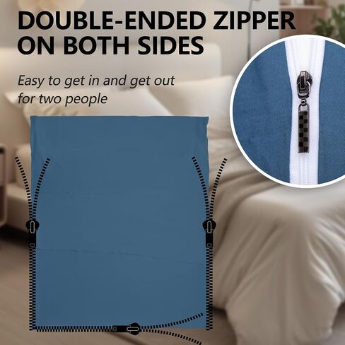 Sleeping Bag Liner,Long Staple Cotton, Adult Sleep Sack & Travel Sheets,Travel Sleep Sack for Backpacking, Hotels & Hostels Lightweight Travel Sheet Camping Sheets,Has Full Length Zipper in Kuwait