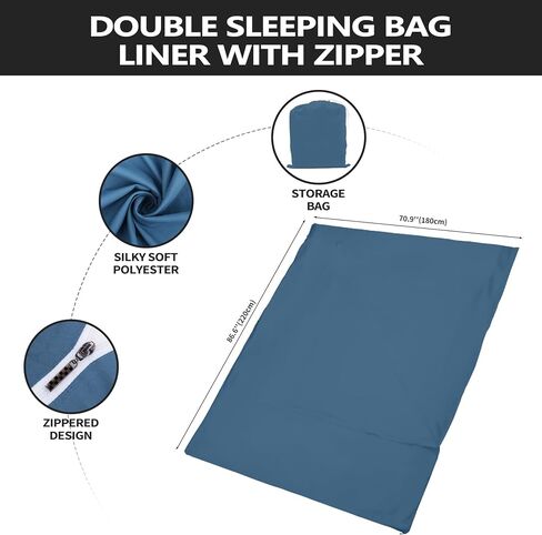 Sleeping Bag Liner,Long Staple Cotton, Adult Sleep Sack & Travel Sheets,Travel Sleep Sack for Backpacking, Hotels & Hostels Lightweight Travel Sheet Camping Sheets,Has Full Length Zipper in Kuwait