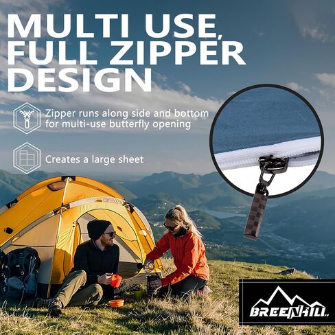 Sleeping Bag Liner,Long Staple Cotton, Adult Sleep Sack & Travel Sheets,Travel Sleep Sack for Backpacking, Hotels & Hostels Lightweight Travel Sheet Camping Sheets,Has Full Length Zipper in Kuwait