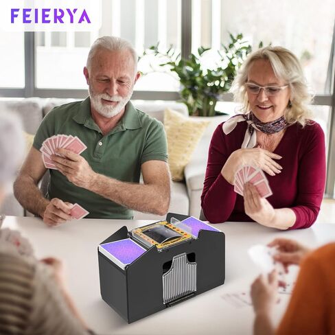 FEIERYA Automatic Card Shuffler 4 Deck,Battery-Operated Electric UNO Poker Shuffler,Playing Card Shuffler for Home Card Game,Travel in Saudi Arabia