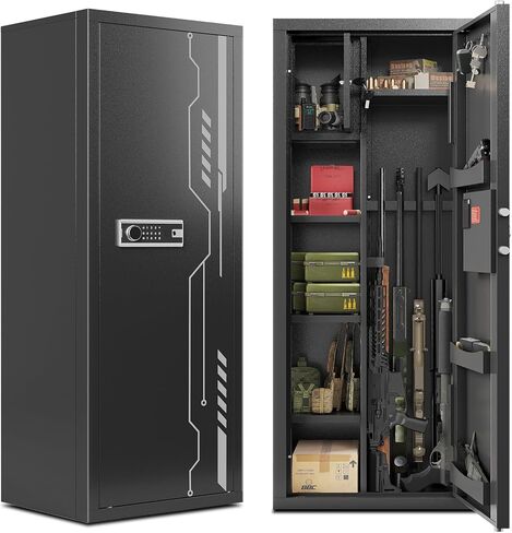 KAER 8-12 Gun Safe Multi-function Gun Safe for Rifles and Pistols Gun Cabinet Large Gun Safes for Home Rifles and Shotguns Electronic Gun Cabinet with Removable Shelf and Rifle Rack in Kuwait