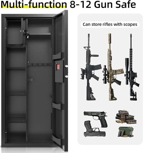 KAER 8-12 Gun Safe Multi-function Gun Safe for Rifles and Pistols Gun Cabinet Large Gun Safes for Home Rifles and Shotguns Electronic Gun Cabinet with Removable Shelf and Rifle Rack in Kuwait