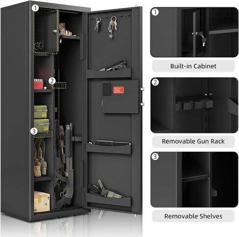 KAER 8-12 Gun Safe Multi-function Gun Safe for Rifles and Pistols Gun Cabinet Large Gun Safes for Home Rifles and Shotguns Electronic Gun Cabinet with Removable Shelf and Rifle Rack in Kuwait