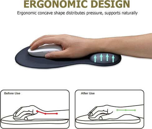 Gel Mouse Pad with Wrist Rest, Ergonomic Office Keyboard Wrist Rest and Mousepad with Wrist Support, Computer Mouse Pad with Non-Slip PU Base and Desk Accessories Mat for Home & Gaming, Onxy Black in Kuwait