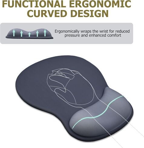 Gel Mouse Pad with Wrist Rest, Ergonomic Office Keyboard Wrist Rest and Mousepad with Wrist Support, Computer Mouse Pad with Non-Slip PU Base and Desk Accessories Mat for Home & Gaming, Onxy Black in Kuwait